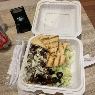 Lamb over rice platter