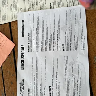 a menu and a calculator