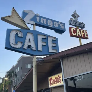 a blue and white sign