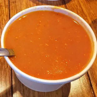 Red Lentil Soup at Zingo's Perrysburg