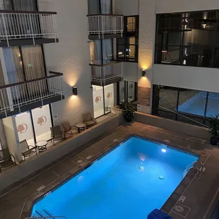 a pool in a hotel