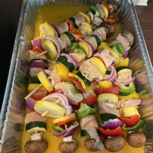 Chicken &amp; veggie kabobs