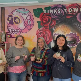 My friends and I holding our magic succulents