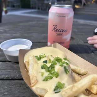 Loaded fries (without bacon) &amp; a recess