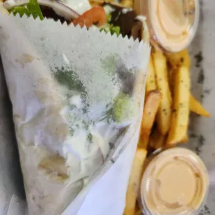 a sandwich and fries
