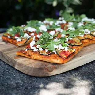 Zucchini &amp; goat cheese roman pizza