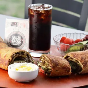 a sandwich and a drink