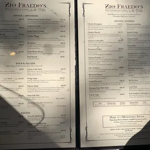 Afternoon light menu