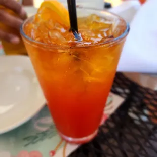 Refreshing adult drink. Had banana liquor and other stuff. Kind of reminded us of a Mai tai.