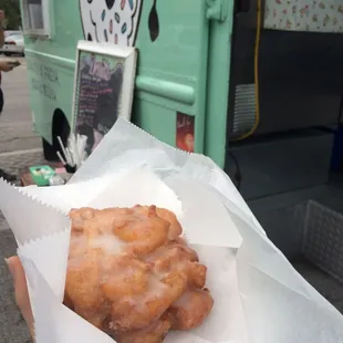 Dancing donut apple fritters are amazing