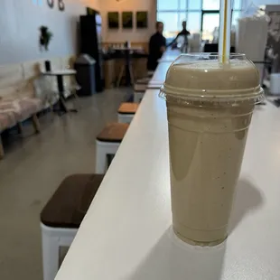 a coffee cup on a counter