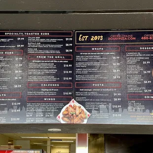 menu and prices