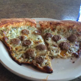 Pesto and sausage link.