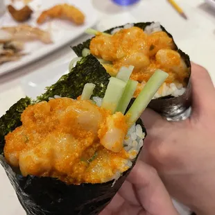 Requested for spicy scallop hand roll!