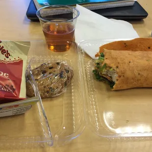 Inside the box - chips, cookie, and salad which I added to the wrap