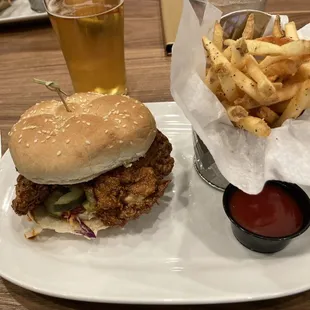 Pickle brined chicken and pickle lager