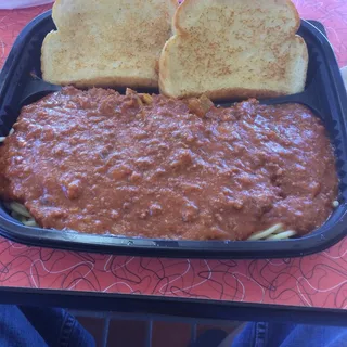 Spaghetti with Garlic Bread