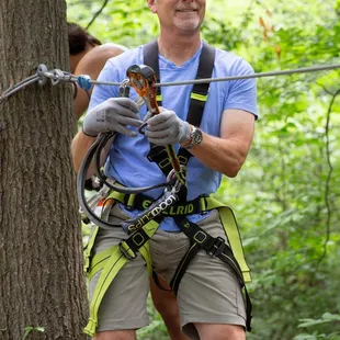 Getting ready for the zip line on the adventure park