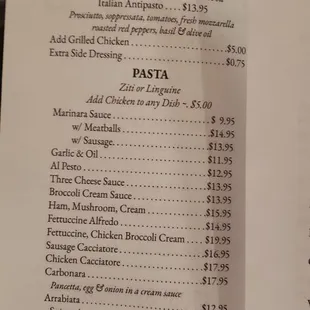 a menu for a restaurant