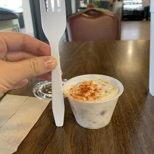 Marconi salad. Fork comparison to see the serving size.