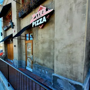 the entrance to the restaurant