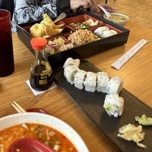 Chicken Teriyaki Bento, California Roll, Tonkotsu Ramen