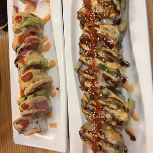 Red dragon (left) Texas Lousiana Roll (right)