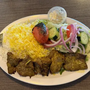 Filet Entree with 1/2 Saffron Basmati Rice and 1/2 Greek Salad