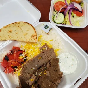 Gyro Entrée with Rice and Salad