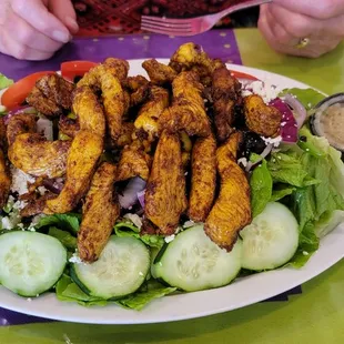 Chicken Shawarma Salad - WOW perfect, tasty, and plentiful