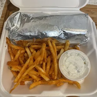 Gyro wrap with fries