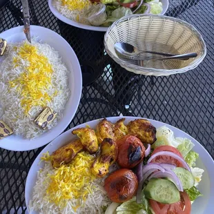 Chicken Entree with extra Grilled Tomatoes and Basmati Rice