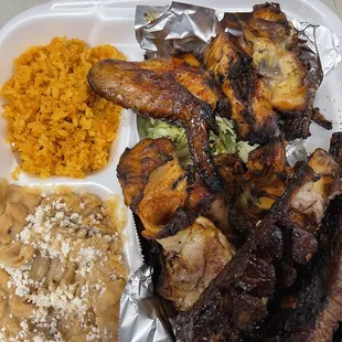 Chicken and rib combo .