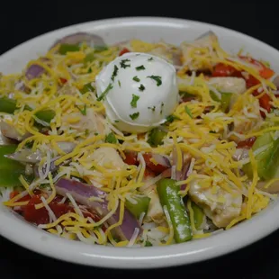 Chicken fajita rice bowl
