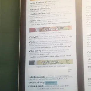 the menu