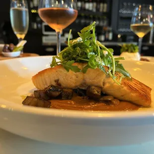Salmon with a glass of Rose All Day