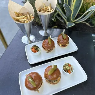 Beef, Chicken and Pork Belly Sliders