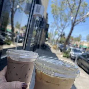 The Borgia on left, caramel latte on right