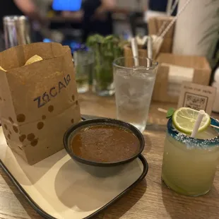 Chips and salsa, frozen margarita