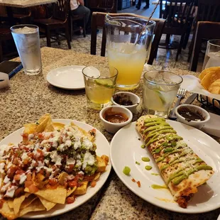 Happy Hour Nachos and Quesadilla....and a pitcher of the Cadillac Margarita.