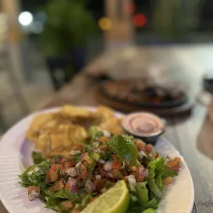 a plate of mexican food