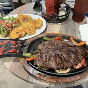 Caribbean Churrasco with tostones