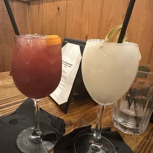 Left- sangria.  Right- margarita on the rocks
