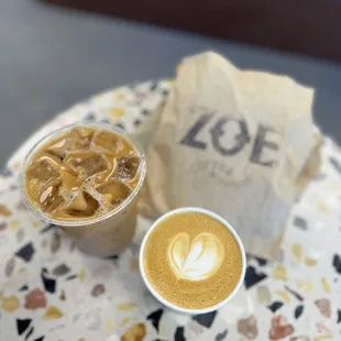 Iced Vanilla Oatmilk Chai and Cappuccino