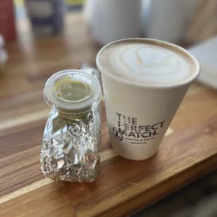 Breakfast tacos and Lavender Latte