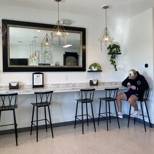 Couple of high chair seats inside. Cute set up! And very clean!