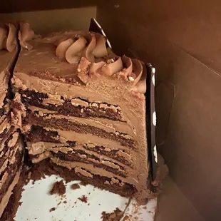 a chocolate layer cake in a box