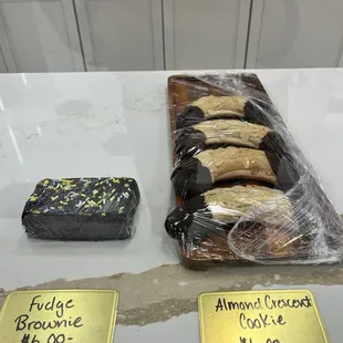 Fudge brownie and almond crescent cookie