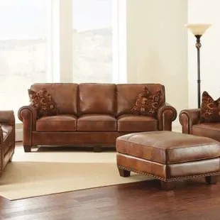 100% leather living room set