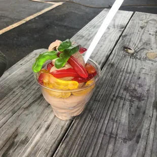 Chocolate with gummy worms